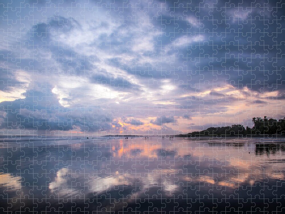 Beach Jigsaw Puzzle featuring the Costa Rican Sunset by David Morefield