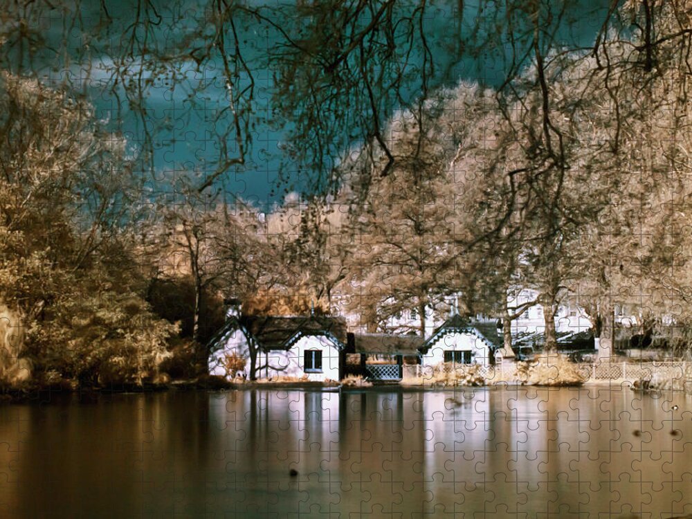 Landscape Jigsaw Puzzle featuring the photograph Cottage on the lake by Helga Novelli