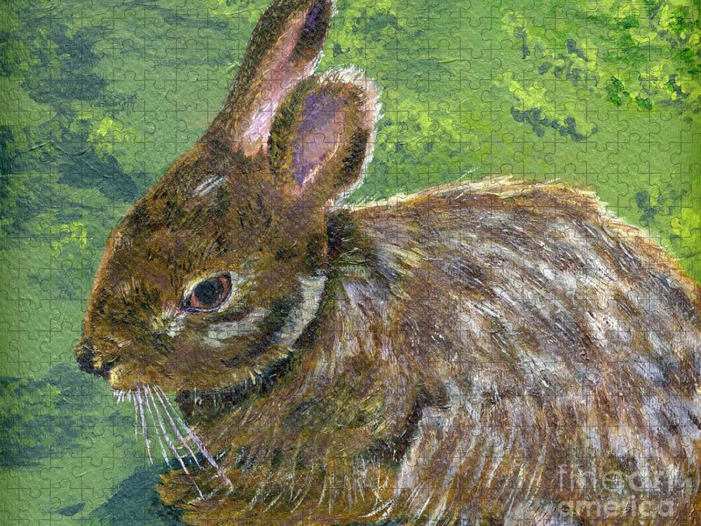 Acrylic Jigsaw Puzzle featuring the painting Cottontail by Lynne Reichhart