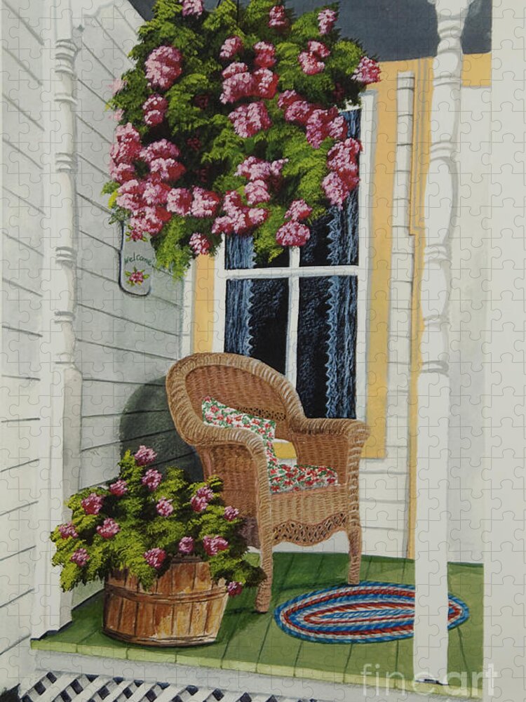 Country Porch Jigsaw Puzzle featuring the painting Country Porch by Charlotte Blanchard