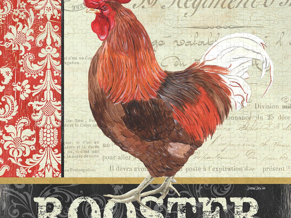 Chicken Jigsaw Puzzle featuring the painting Country Rooster 2 by Debbie DeWitt