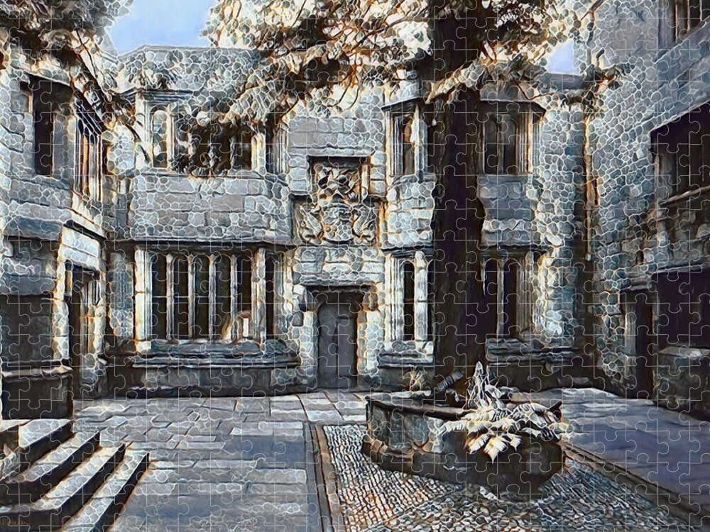 Castle Jigsaw Puzzle featuring the digital art Courtyard of Skipton Castle by Pennie McCracken