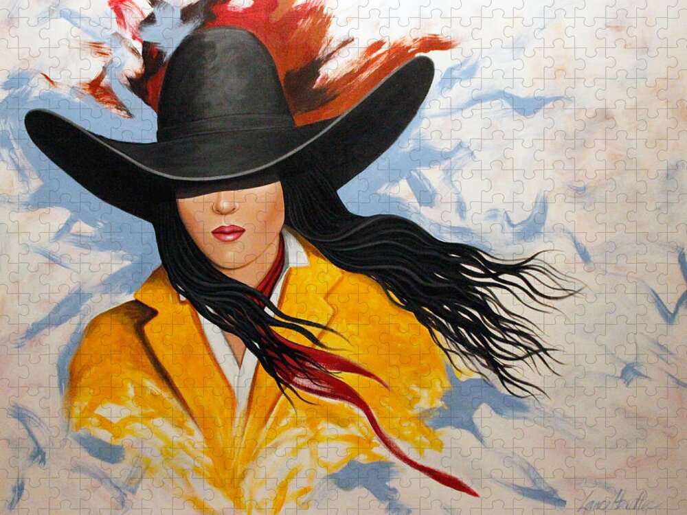 Cowgirl Jigsaw Puzzle featuring the painting Cowgirl Colors #3 by Lance Headlee
