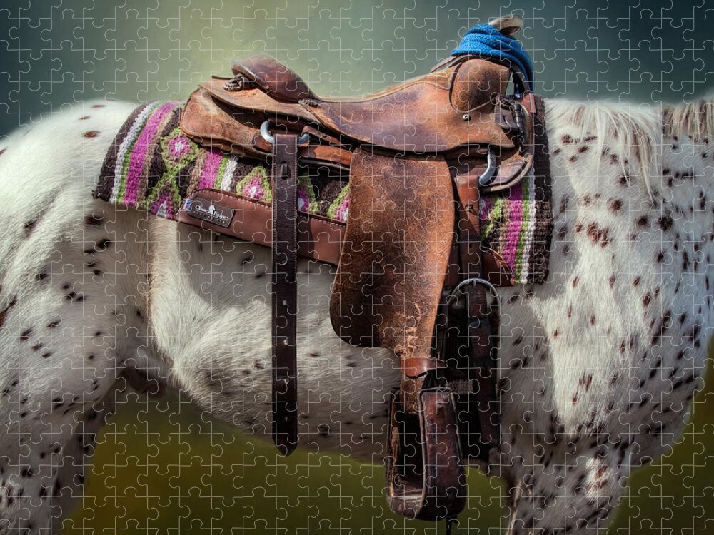 America Jigsaw Puzzle featuring the photograph Cowgirl Saddle by David and Carol Kelly