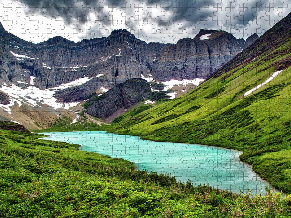 Glacier National Park Jigsaw Puzzle featuring the photograph Cracker Lake - Montana by Mountain Dreams