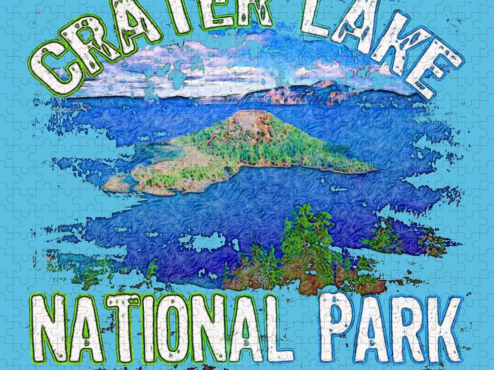 Crater Lake National Park Jigsaw Puzzle featuring the digital art Crater Lake National Park by David G Paul