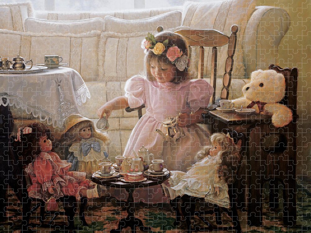 Girl Jigsaw Puzzle featuring the painting Cream and Sugar by Greg Olsen