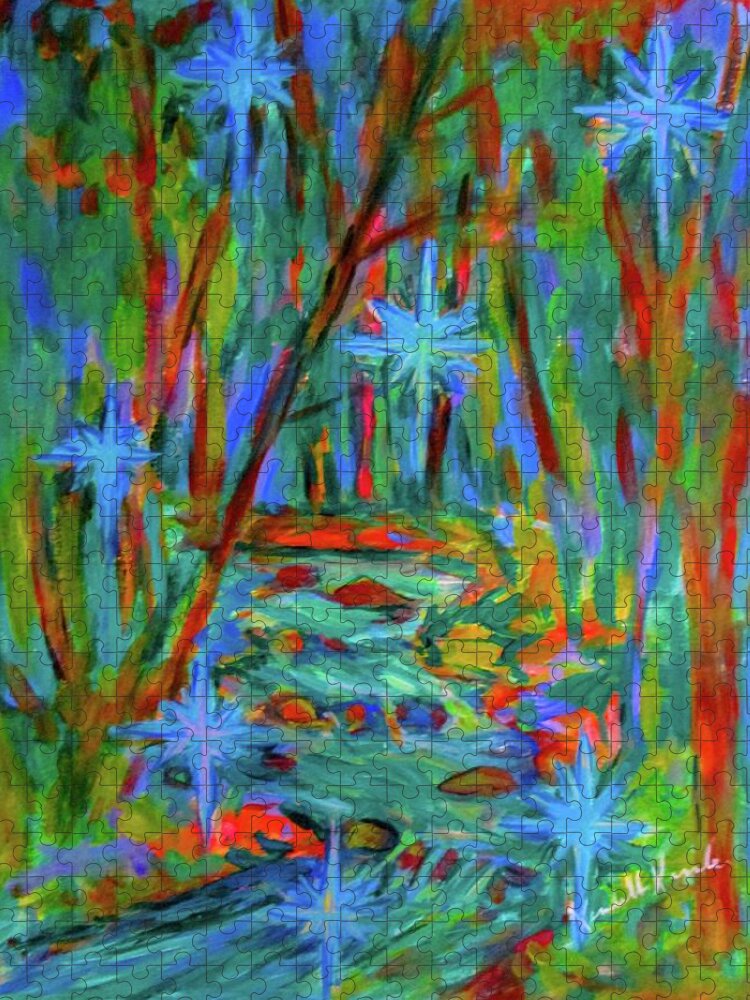 Creek Paintings Jigsaw Puzzle featuring the painting Creek Born of Stars by Kendall Kessler