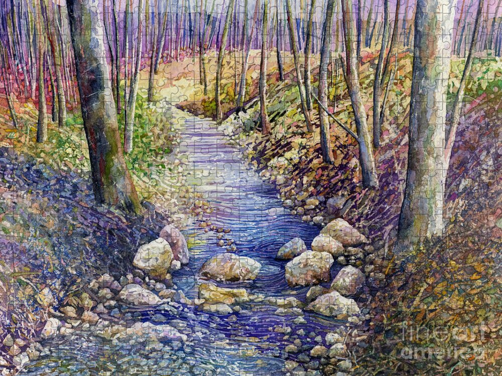 Creek Jigsaw Puzzle featuring the painting Creek Crossing by Hailey E Herrera