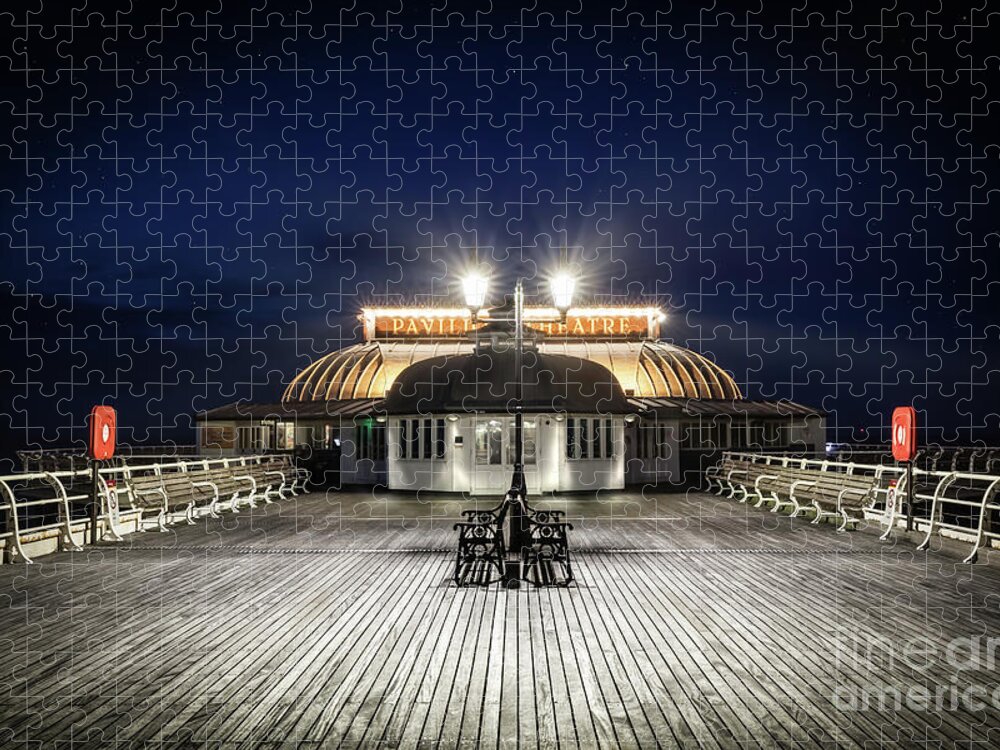 Pier Jigsaw Puzzle featuring the photograph Cromer pier pavilion at night by Simon Bratt