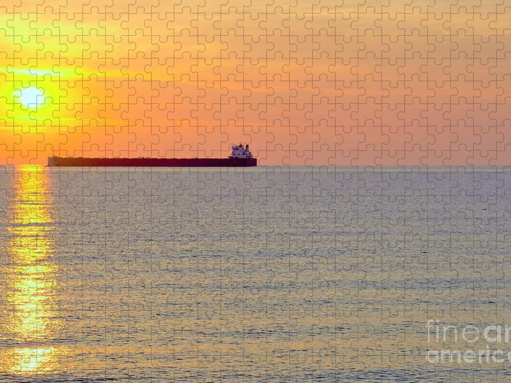 Freighter Jigsaw Puzzle featuring the photograph Crossing the line by Merle Grenz