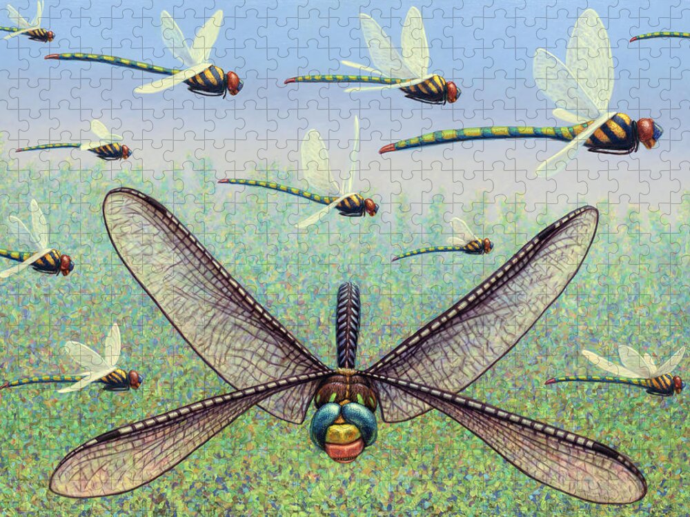Dragonfly Jigsaw Puzzle featuring the painting Crossways by James W Johnson