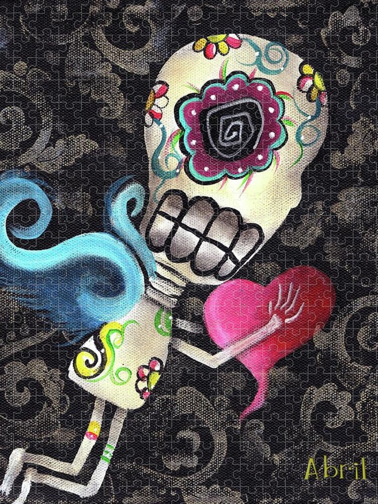 Day Of The Dead Jigsaw Puzzle featuring the painting Cupido by Abril Andrade