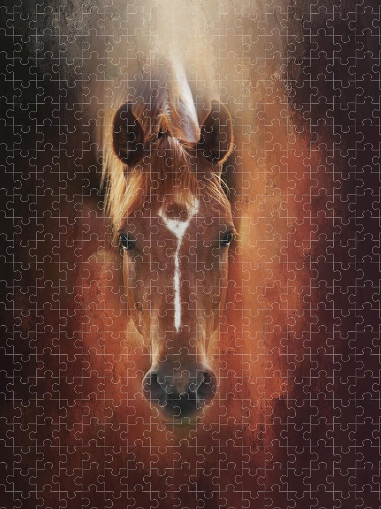 Horse Jigsaw Puzzle featuring the photograph Curious Gaze by Toni Hopper