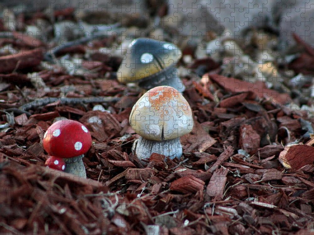 Tombstone Arizona Jigsaw Puzzle featuring the photograph Cluster of Toadstools in Fairy Garden by Colleen Cornelius