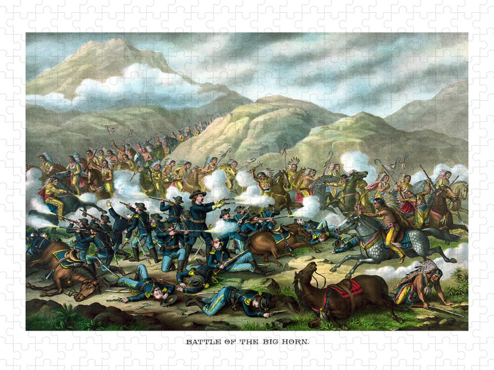 General Custer Jigsaw Puzzle featuring the painting Custer's Last Stand by War Is Hell Store