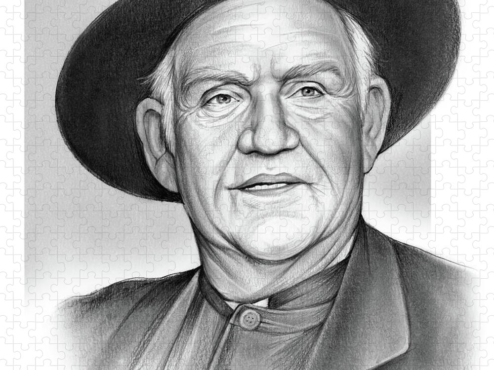 Robert William Dabbs Greer Jigsaw Puzzle featuring the drawing Dabbs Greer by Greg Joens
