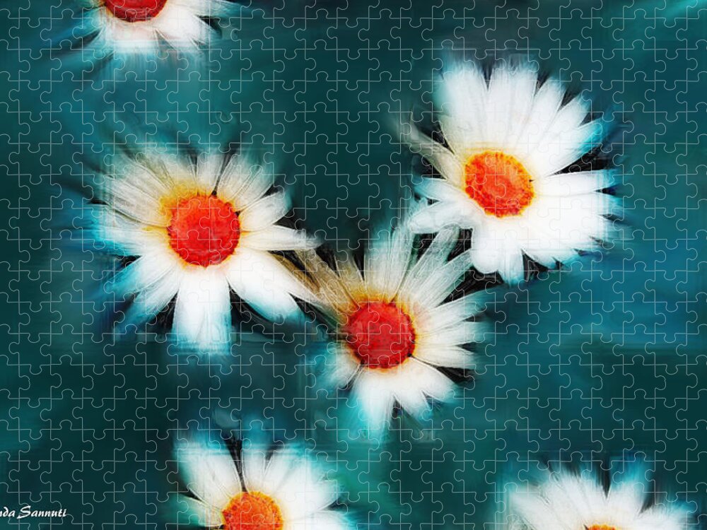 Flowers Jigsaw Puzzle featuring the photograph Daisy Blue by Linda Sannuti