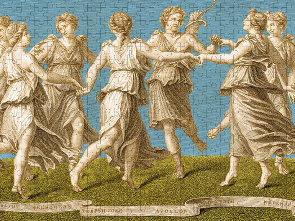 Apollo Jigsaw Puzzle featuring the photograph Dance Of Apollo With The Nine Muses by Photo Researchers