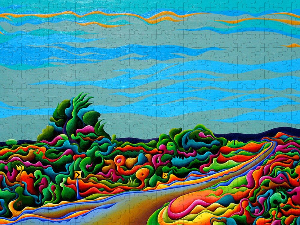 Landscape Jigsaw Puzzle featuring the painting Dance on the Dreamway by Amy Ferrari