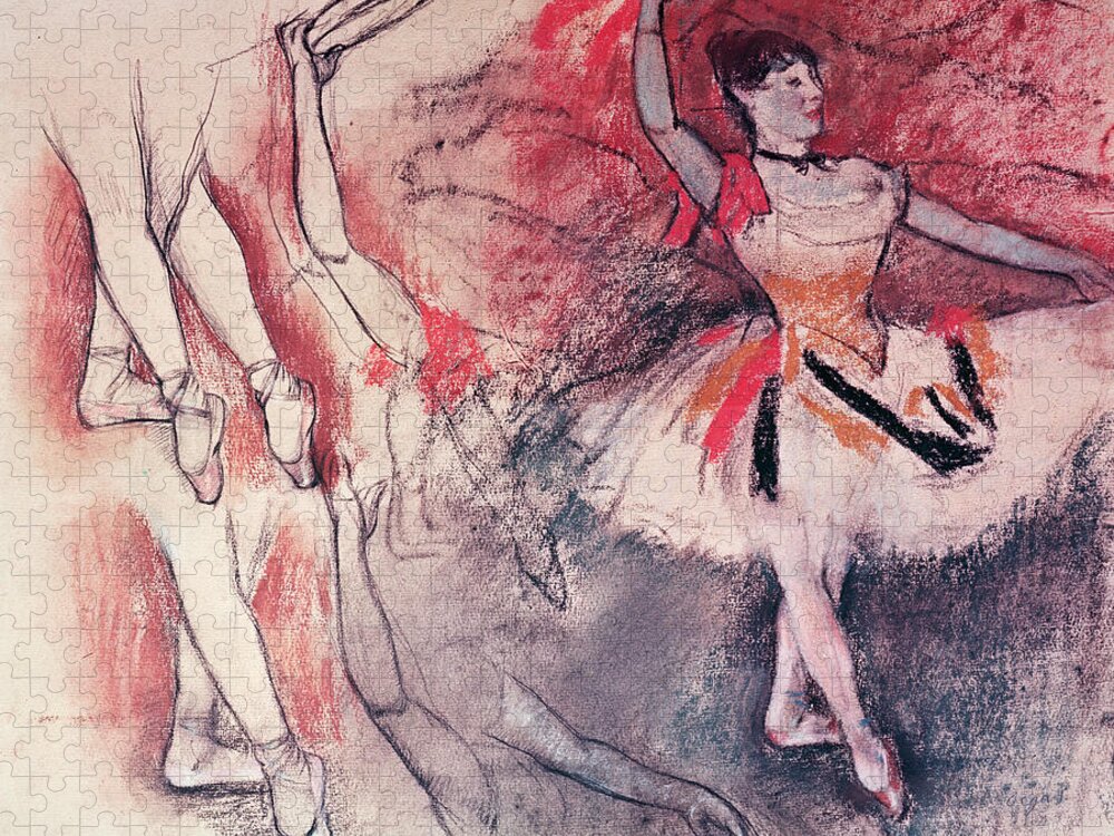 Degas Jigsaw Puzzle featuring the drawing Dancer with Tambourine or Spanish Dancer by Edgar Degas