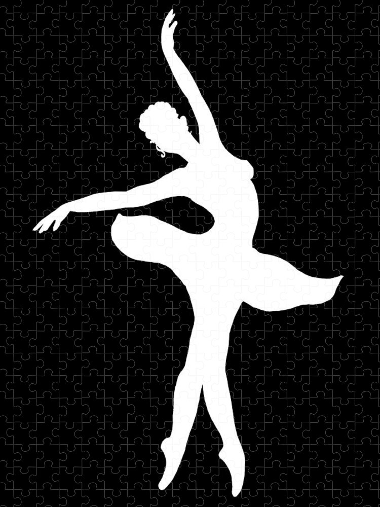Ballerina Jigsaw Puzzle featuring the painting Dancing Ballerina White Silhouette by Irina Sztukowski