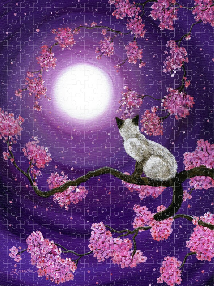 Zen Jigsaw Puzzle featuring the painting Dancing Pink Petals by Laura Iverson
