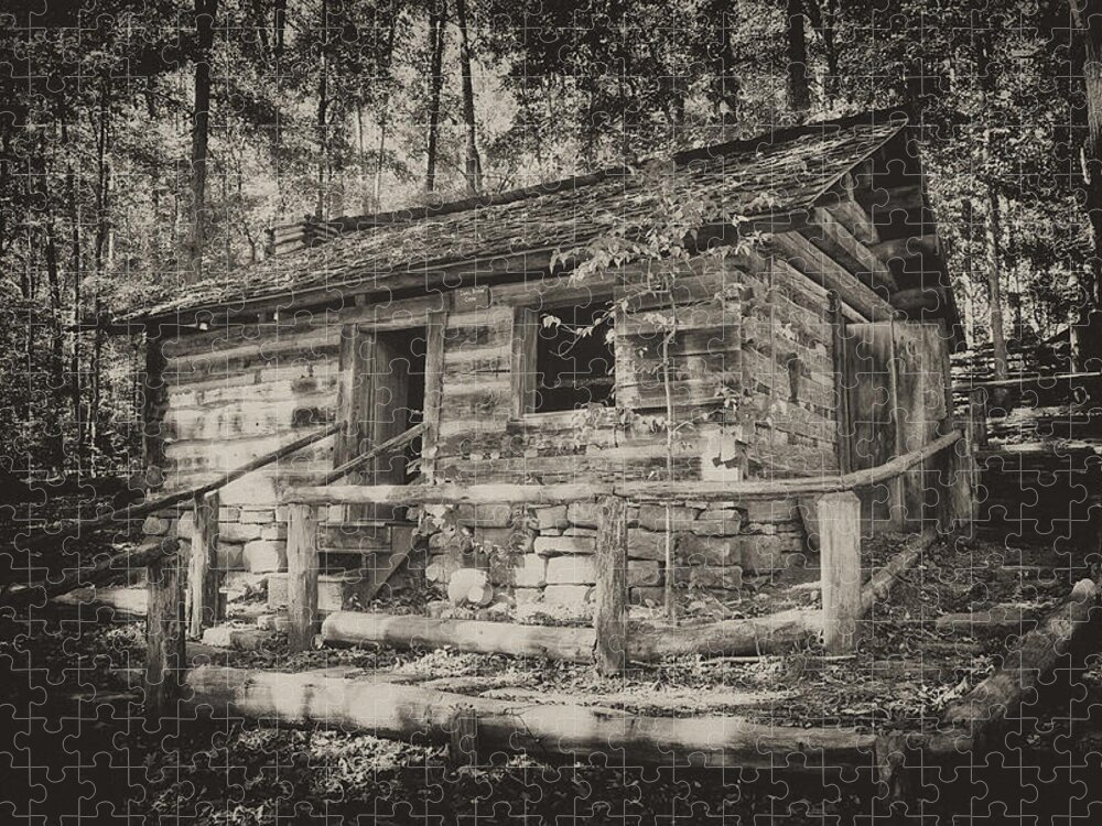Cabin Jigsaw Puzzle featuring the photograph Daniel Boone Cabin by Paul W Faust - Impressions of Light
