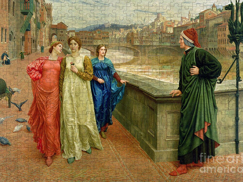 Dante And Beatrice Jigsaw Puzzle featuring the painting Dante and Beatrice by Henry Holiday