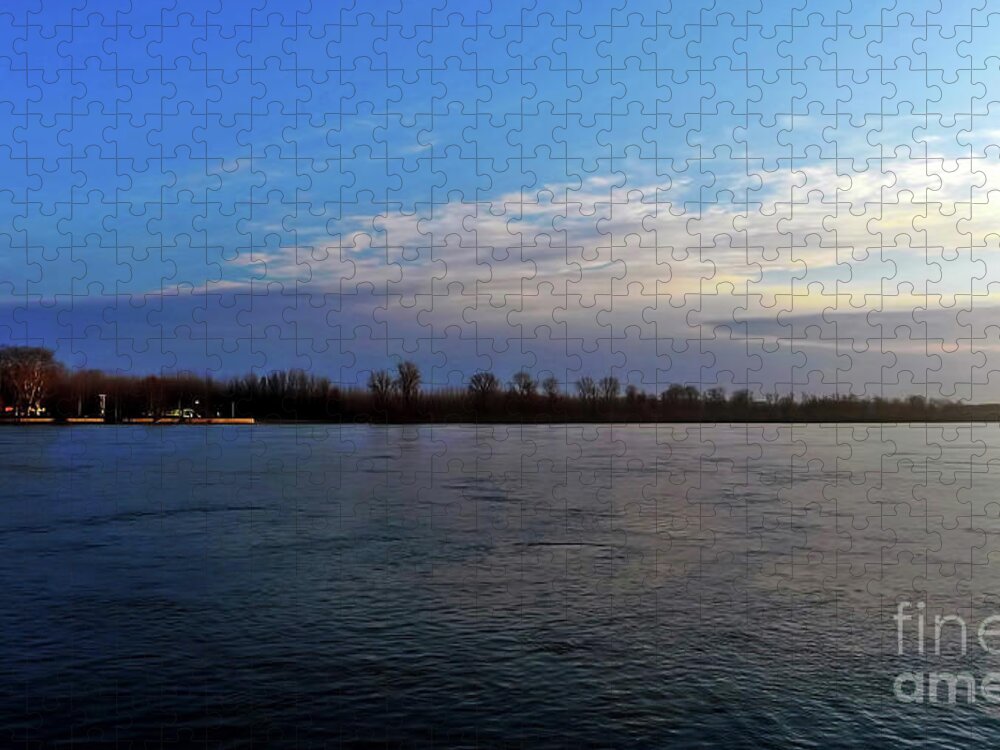 Danube River Jigsaw Puzzle featuring the photograph Danube River At Dusk by Jasna Dragun