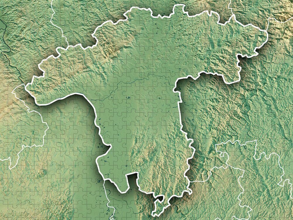Darmstadt Regierungsbezirk Hessen 3D Render Topographic Map Bord Jigsaw  Puzzle by Frank Ramspott - Pixels