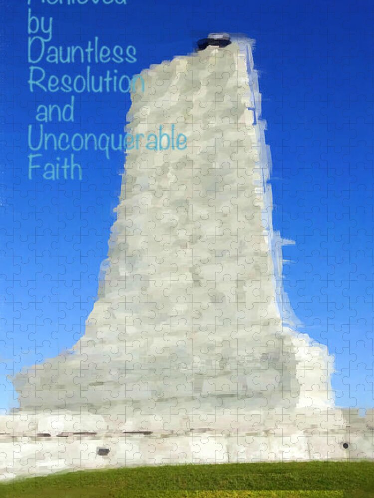 Wright Brothers Memorial Jigsaw Puzzle featuring the digital art Dauntless Resolution by Karen Francis
