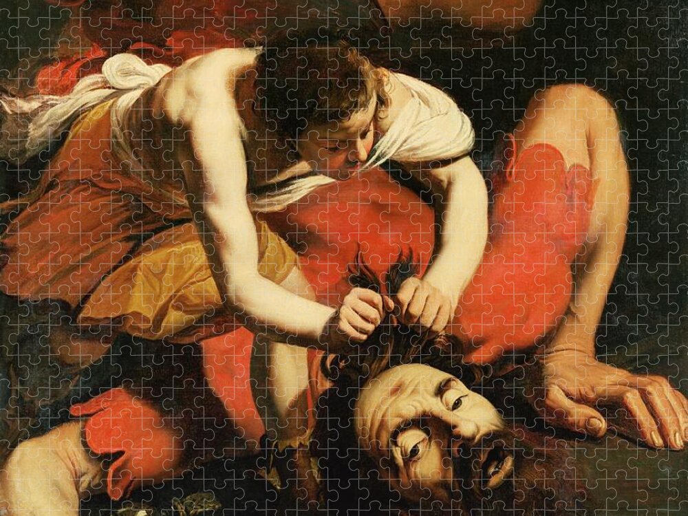 Catapult Jigsaw Puzzle featuring the painting David with the Head of Goliath by Michelangelo Caravaggio
