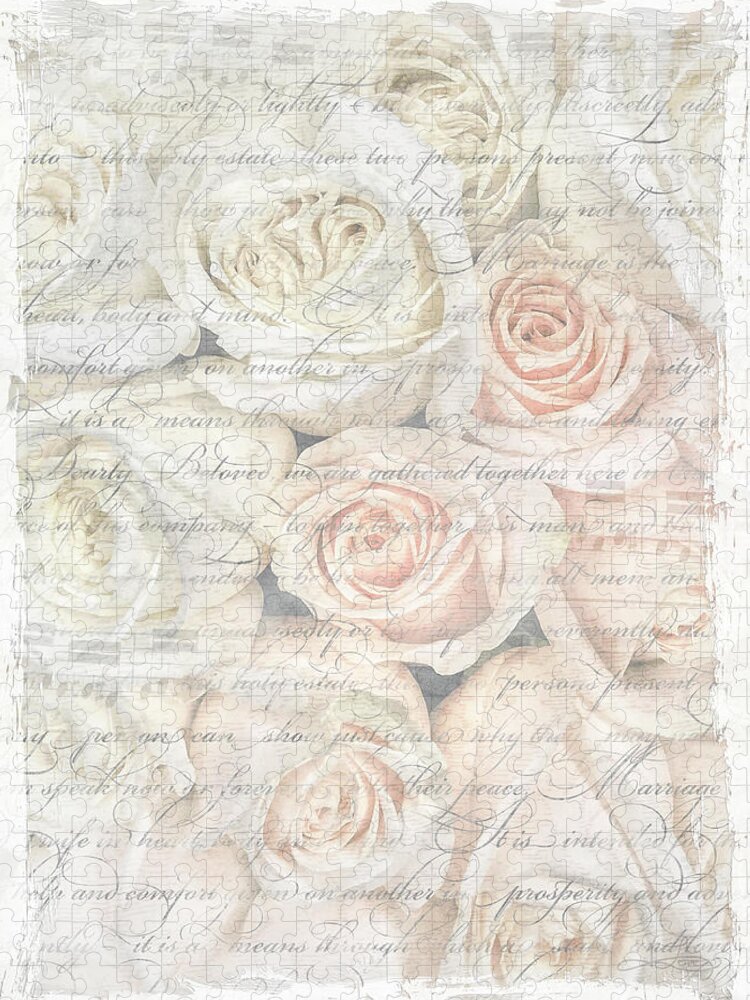 Rose Bouquet; Textured Digital Art Jigsaw Puzzle featuring the photograph Dearly Beloved by Jill Love