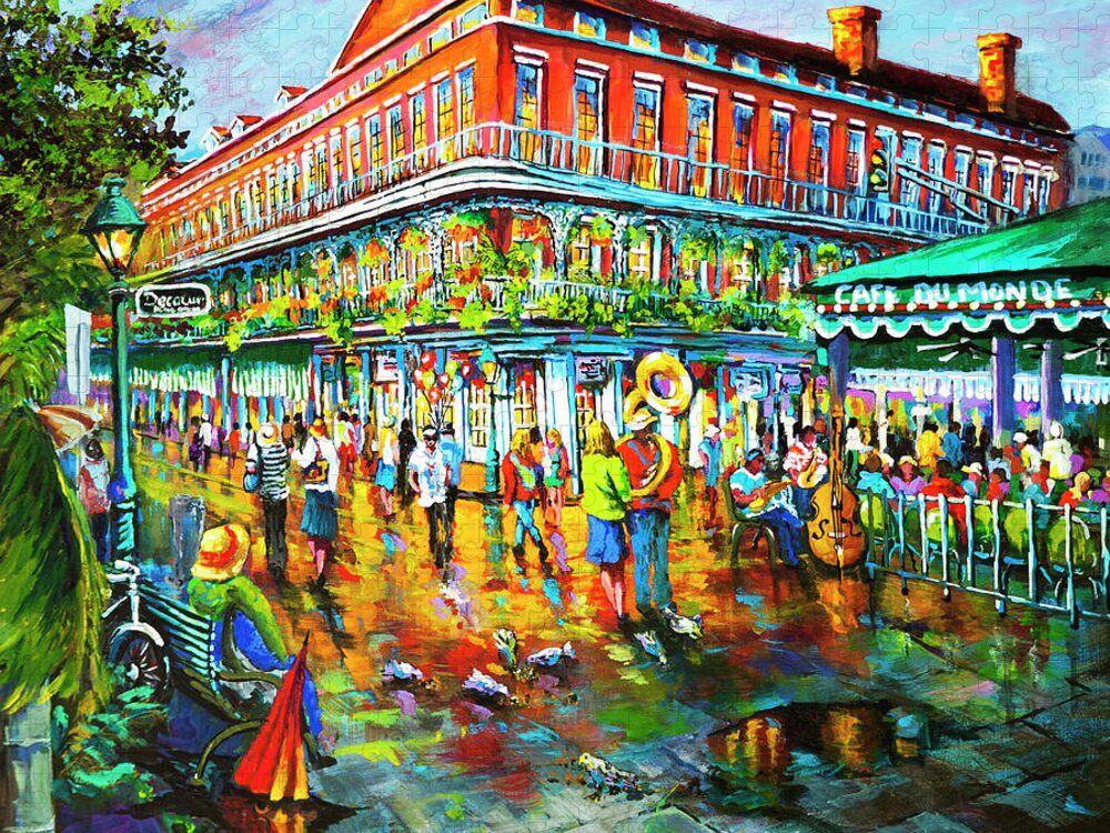 New Orleans Art Puzzle featuring the painting Decatur Evening by Dianne Parks