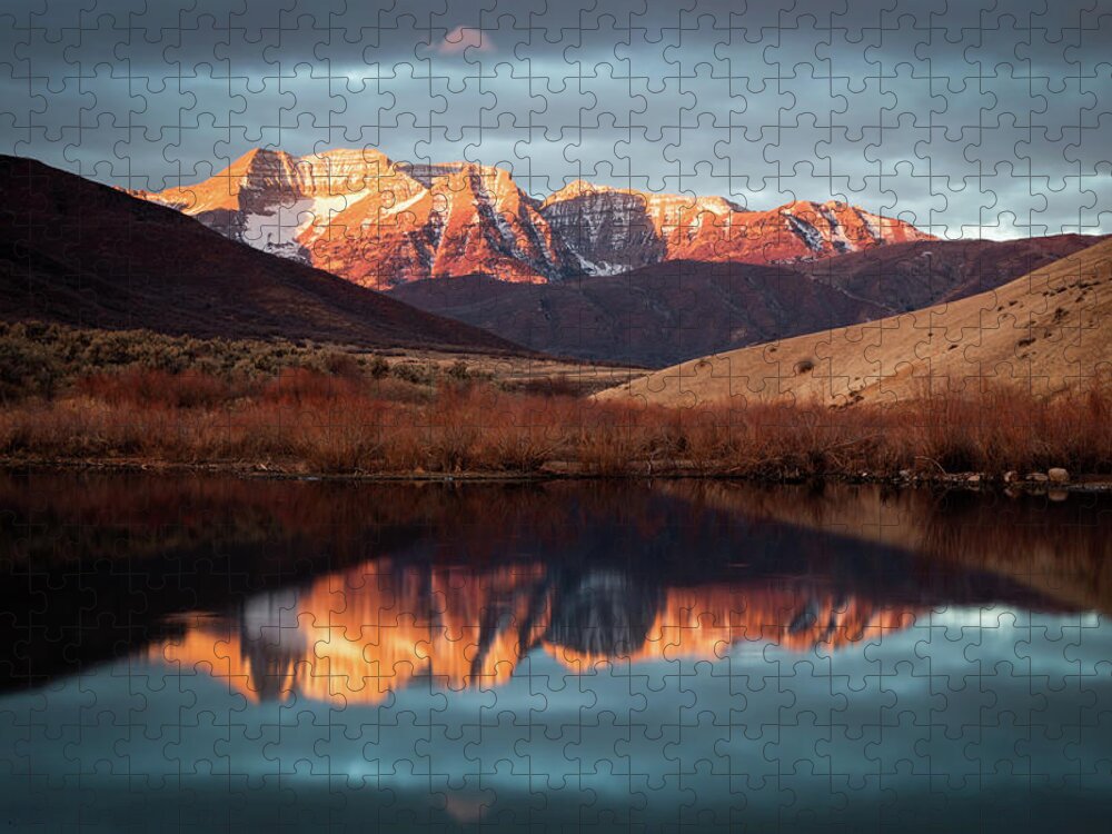 December Jigsaw Puzzle featuring the photograph December glow on Timp. by Wasatch Light