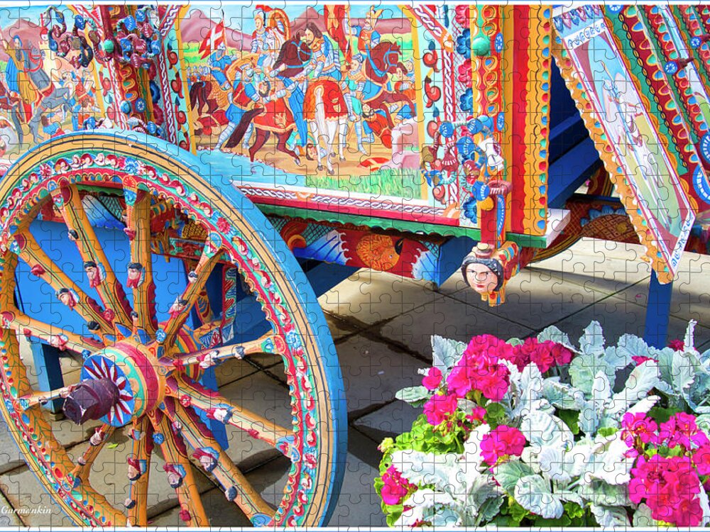 Cart Jigsaw Puzzle featuring the photograph Decorated Donkey Cart by A Macarthur Gurmankin