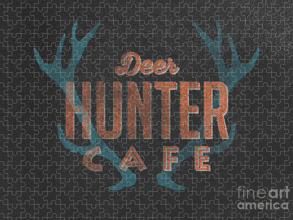 Deer Jigsaw Puzzle featuring the digital art Deer Hunter Cafe by Edward Fielding