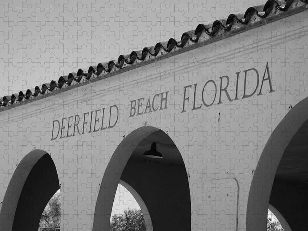 Black And White Jigsaw Puzzle featuring the photograph DEERFIELD beach FLORIDA by Rob Hans
