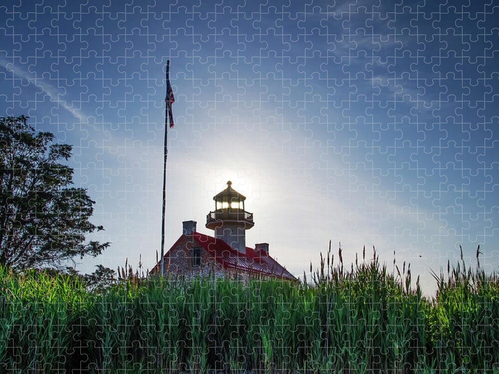 Delaware Jigsaw Puzzle featuring the photograph Delaware Bay - East Point Lighthouse by Bill Cannon