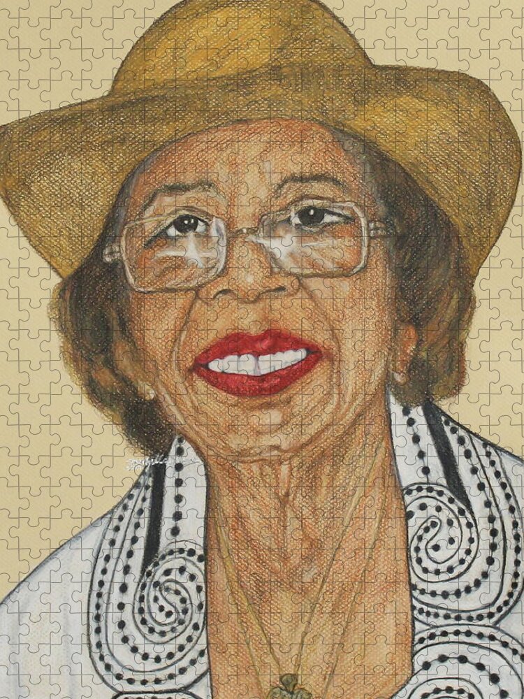 Portrait Jigsaw Puzzle featuring the drawing Della Willis Portrait by Michelle Gilmore