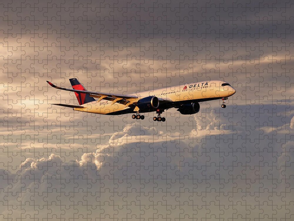 Delta Air Lines Jigsaw Puzzle featuring the digital art Delta Air Lines - Airbus A350-941 - N503DN by Airpower Art