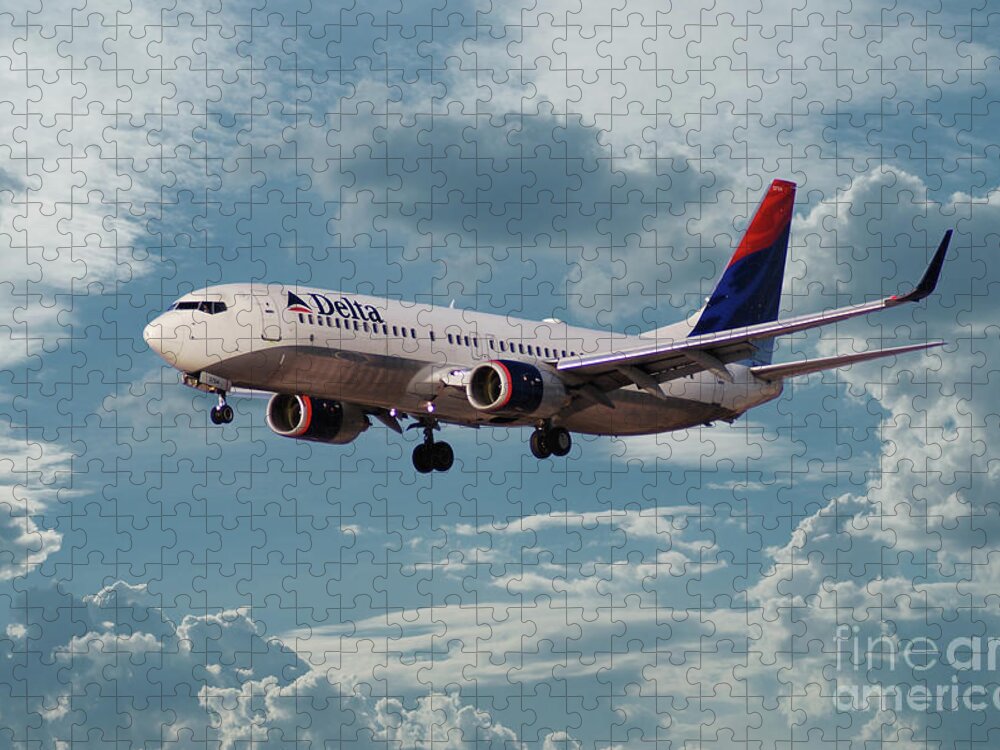 Delta Jigsaw Puzzle featuring the digital art Delta Air Lines_Boeing 737-800 by Airpower Art
