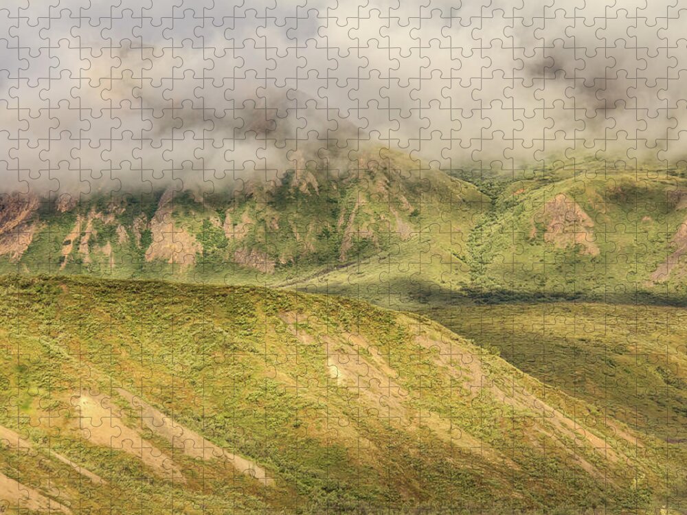 Alaska Jigsaw Puzzle featuring the photograph Denali National Park Mountain Under Clouds by Joni Eskridge