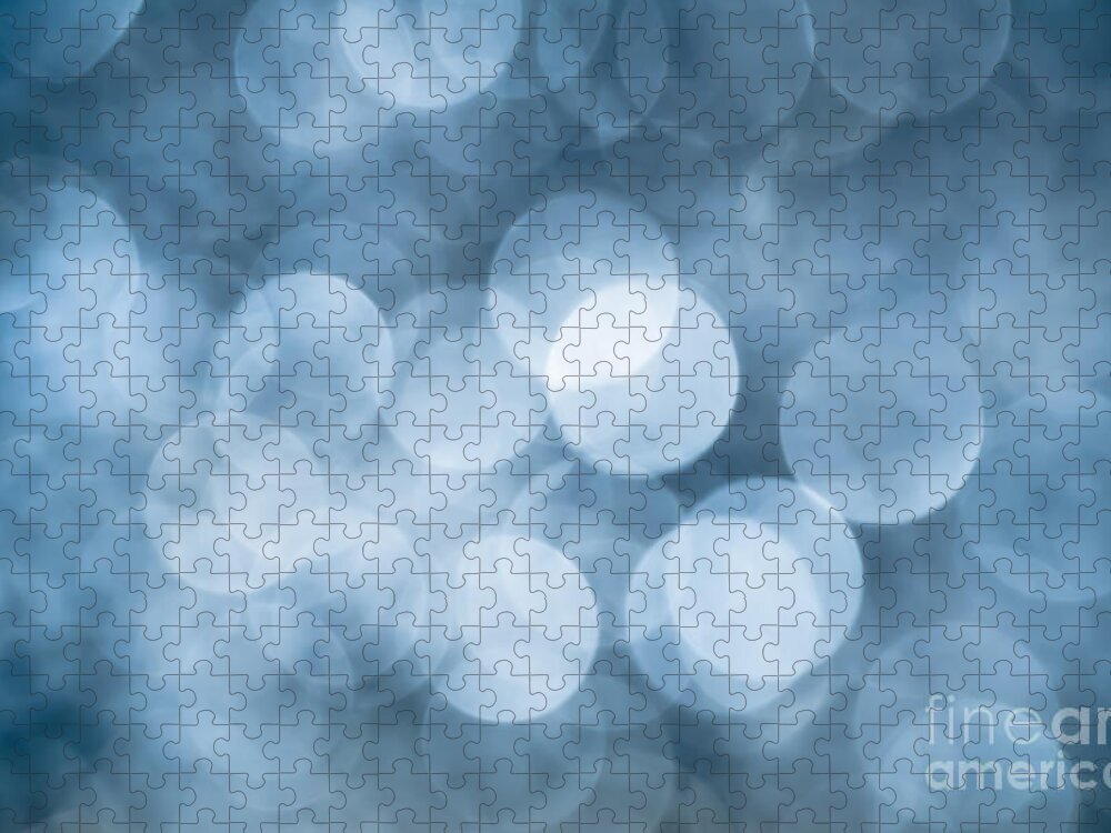 Abstract Jigsaw Puzzle featuring the photograph Denim Blue Bokeh by Jan Bickerton