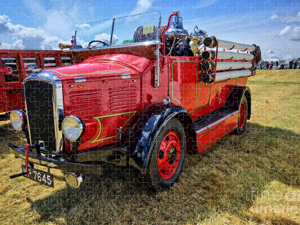 Dennis Fire Engine.dennis Puzzle featuring the photograph Dennis Fire Engine by Smart Aviation