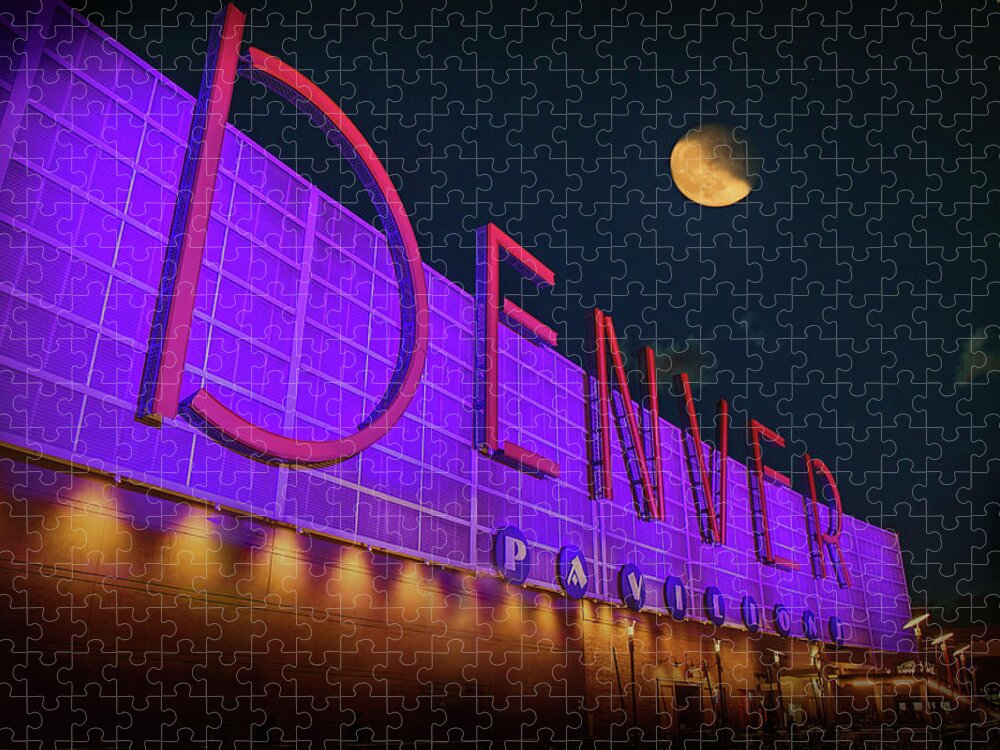 Downtown Denver Jigsaw Puzzle featuring the photograph Denver Pavilion at Night by Kristal Kraft