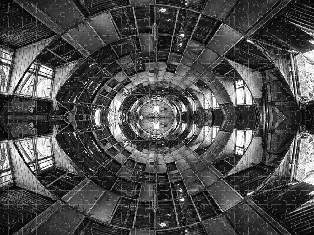 Interior Symmetry Jigsaw Puzzle featuring the photograph Derelict Airship of Repetition by John Williams