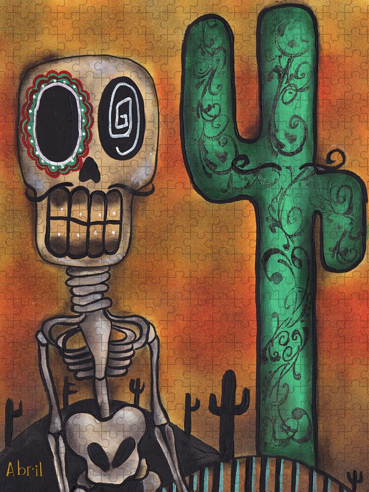 Day Of The Dead Jigsaw Puzzle featuring the painting Desert by Abril Andrade