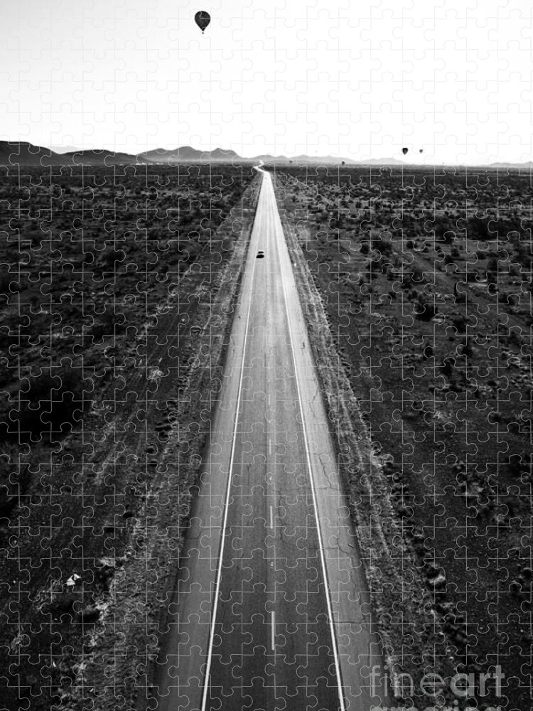 Black & White Jigsaw Puzzle featuring the photograph Desert Road by Scott Pellegrin